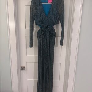 Lilly Pulitzer Metallic Blue Long Sleeve Dress